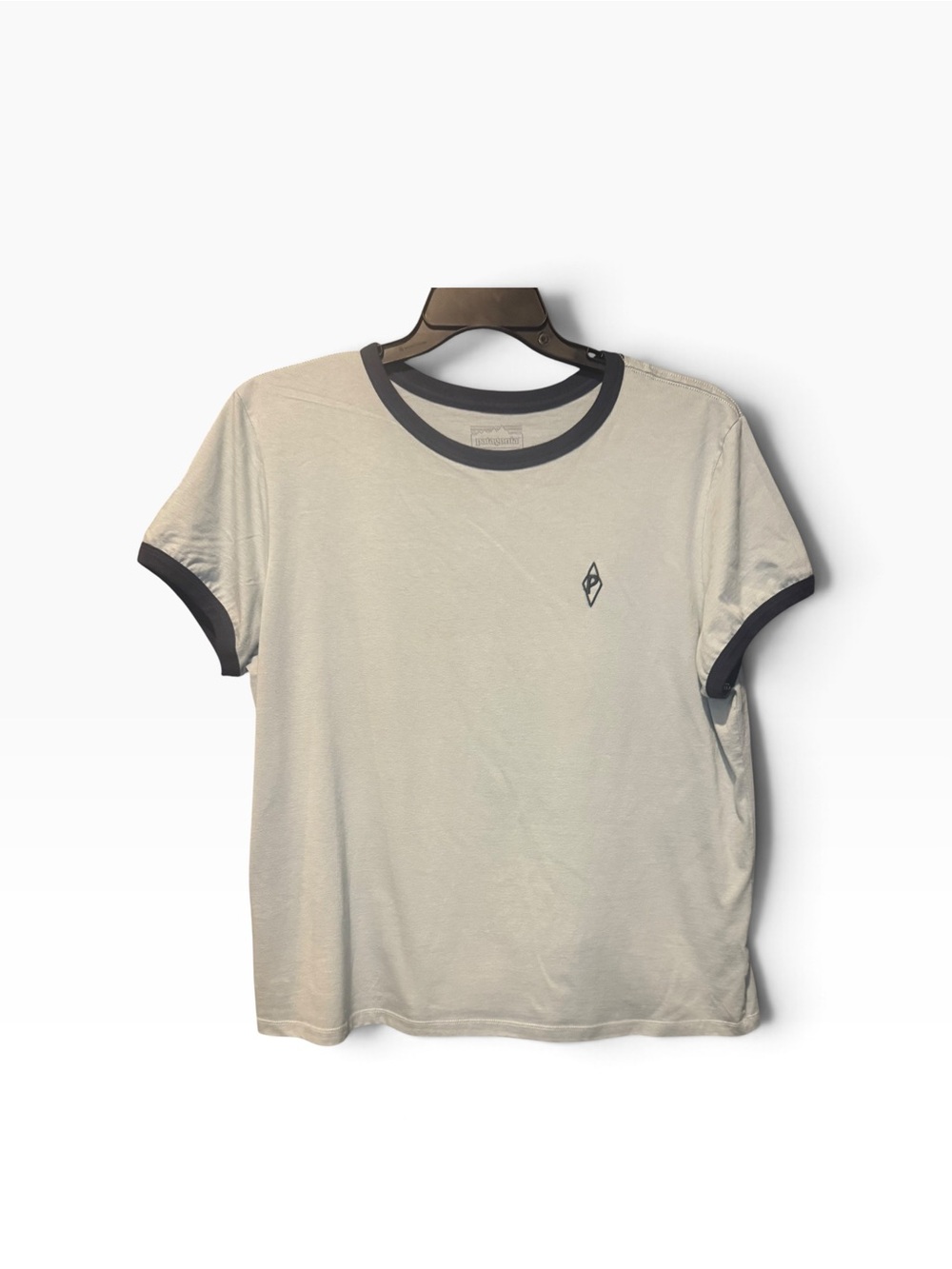 Patagonia Cream Short Sleeve Ringer Tee with Black Trim